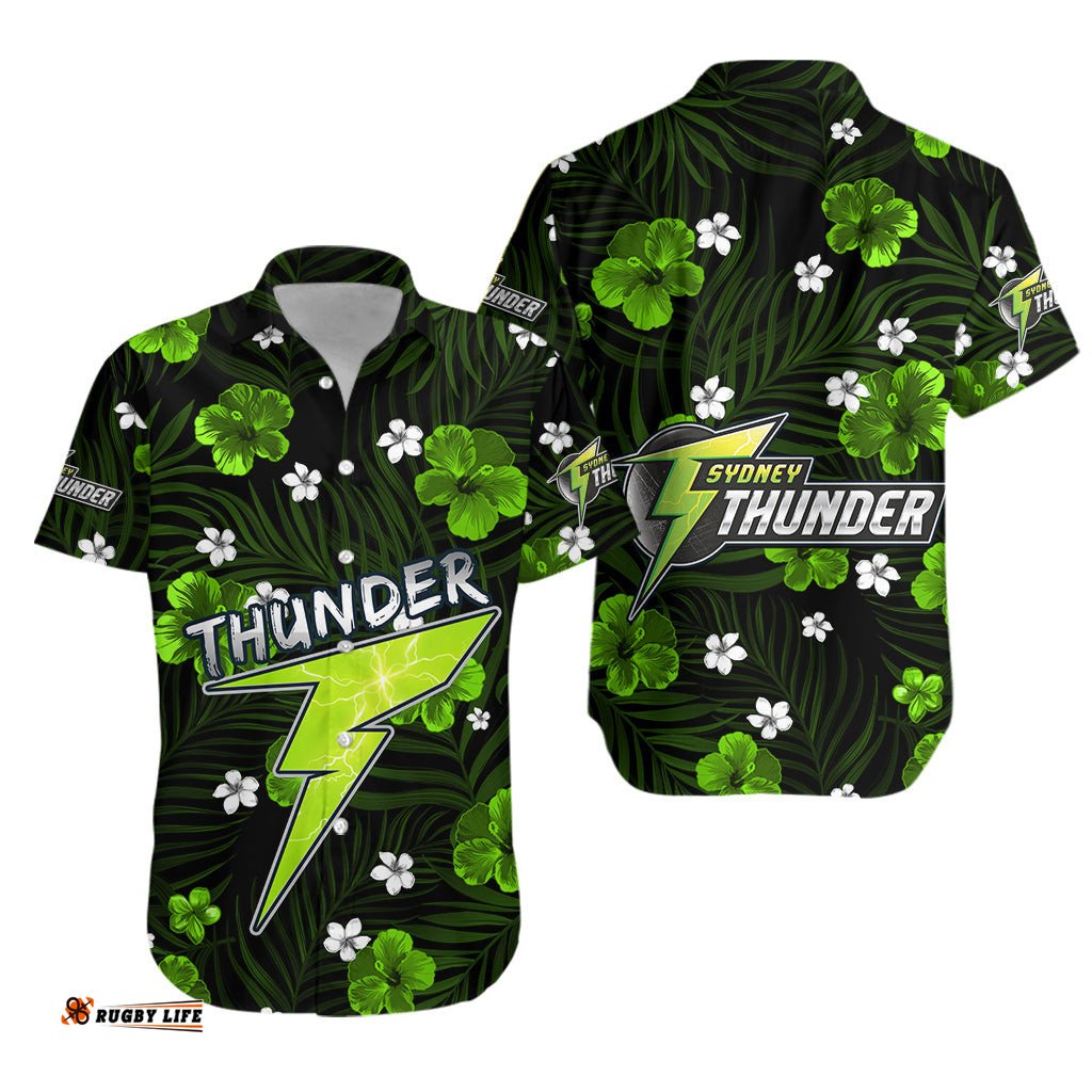 Sydney Thunder Hawaiian Shirt Cricket Australia Tropical Flowers Impressive