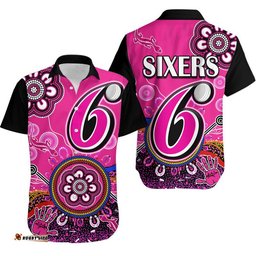 Sydney Sixers Hawaiian Shirt Cricket Indigenous Aboriginal Lizard Version