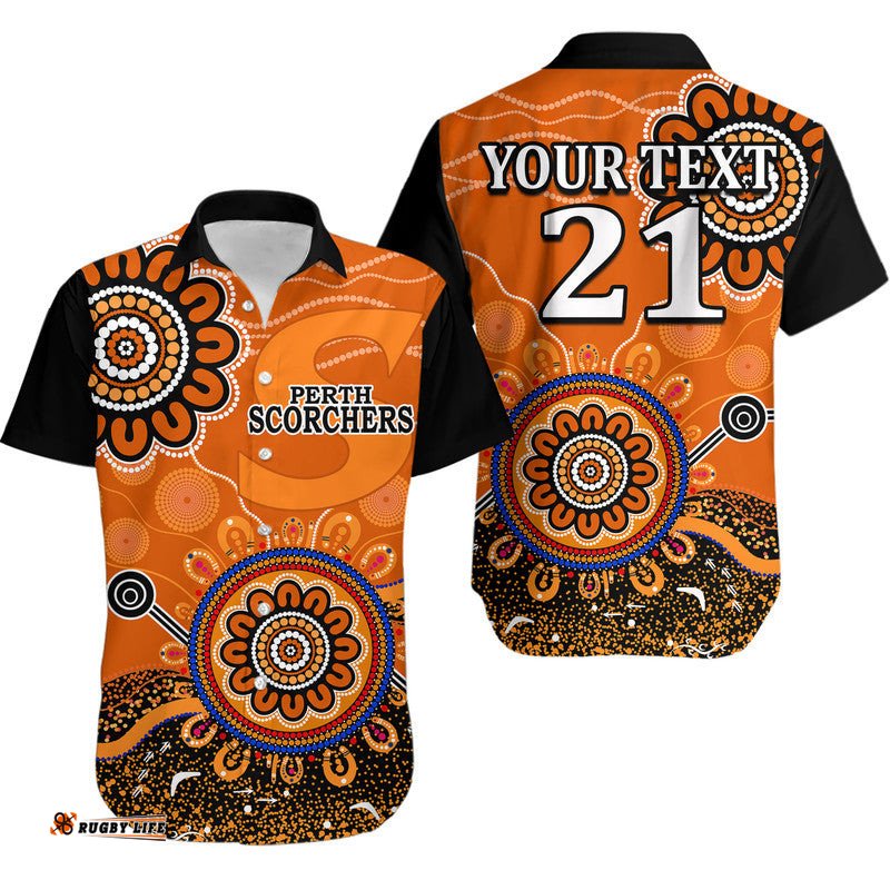 Custom Personalised Perth Scorchers Hawaiian Shirt Cricket Indigenous Aboriginal