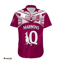 Queensland Maroon Rugby Hawaiian Shirt Origin Queensland Sporty Style