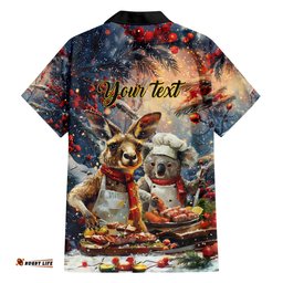 Personalised Aussie Christmas Kangaroo and Koala Hawaiian Shirt