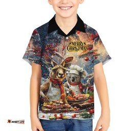 Personalised Aussie Christmas Kangaroo and Koala Hawaiian Shirt