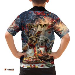 Personalised Aussie Christmas Kangaroo and Koala Hawaiian Shirt