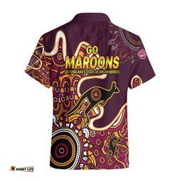Queensland Rugby Hawaiian Shirt State of Origin Go Maroons Indigenous Tribal