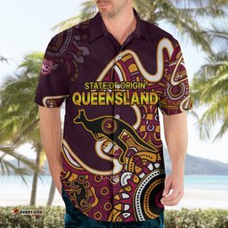 Queensland Rugby Hawaiian Shirt State of Origin Go Maroons Indigenous Tribal