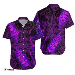 Aotearoa Maori Hawaiian Shirt Silver Fern Koru Vibes Purple