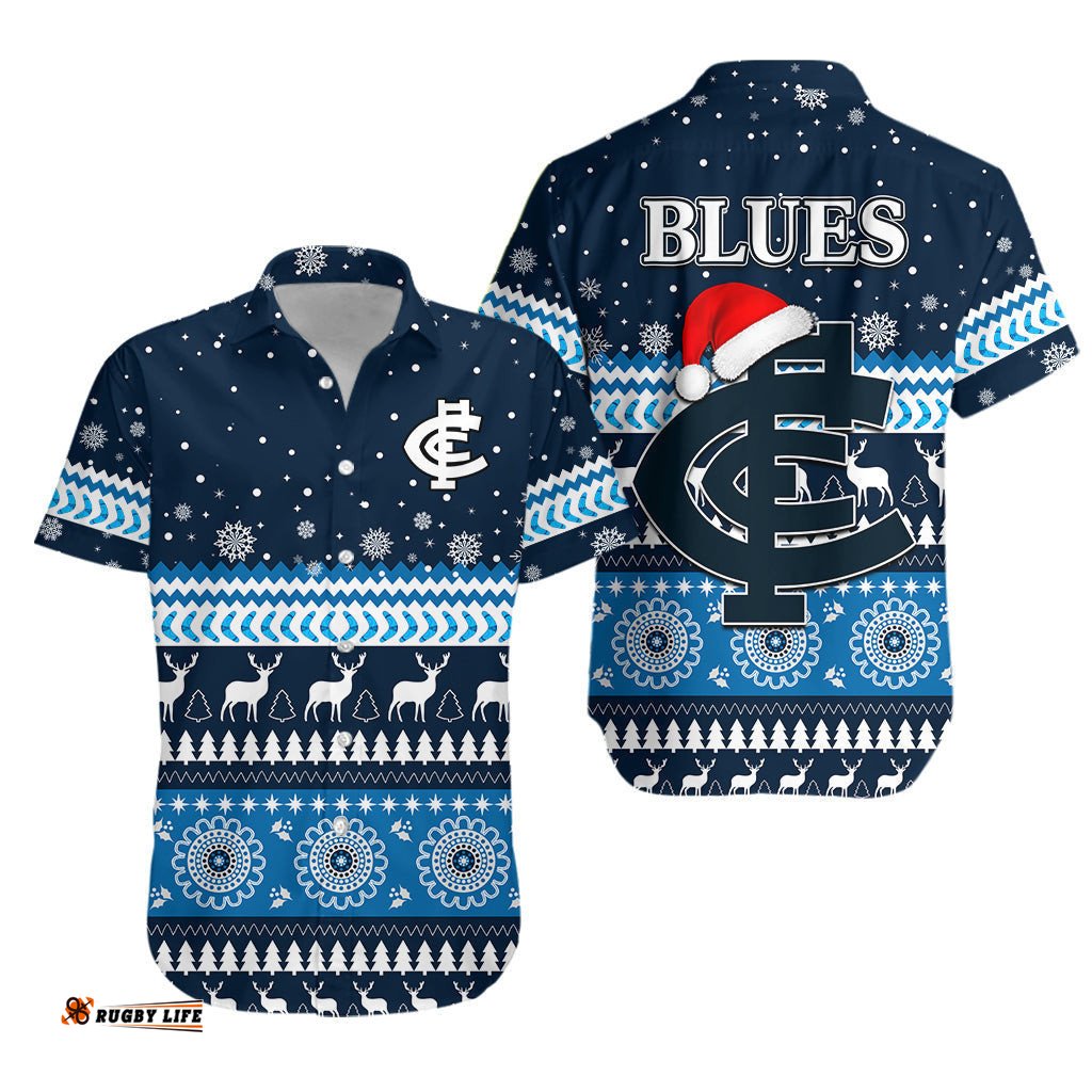 Blues Football Hawaiian Shirt Christmas Carlton