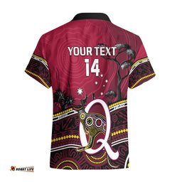 Personalised QLD Maroons Rugby Hawaiian Shirt Go Queensland Kangaroo Indigenous