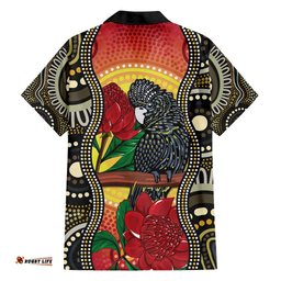 Waratah And Banksian Cockatoo Hawaiian Shirt Aboriginal Art
