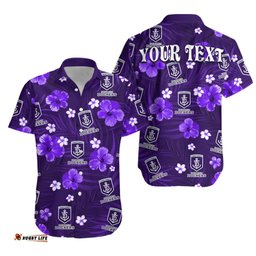 Custom Personalised Dockers Football Hawaiian Shirt Fremantle Premiers Tropical Flowers Simple