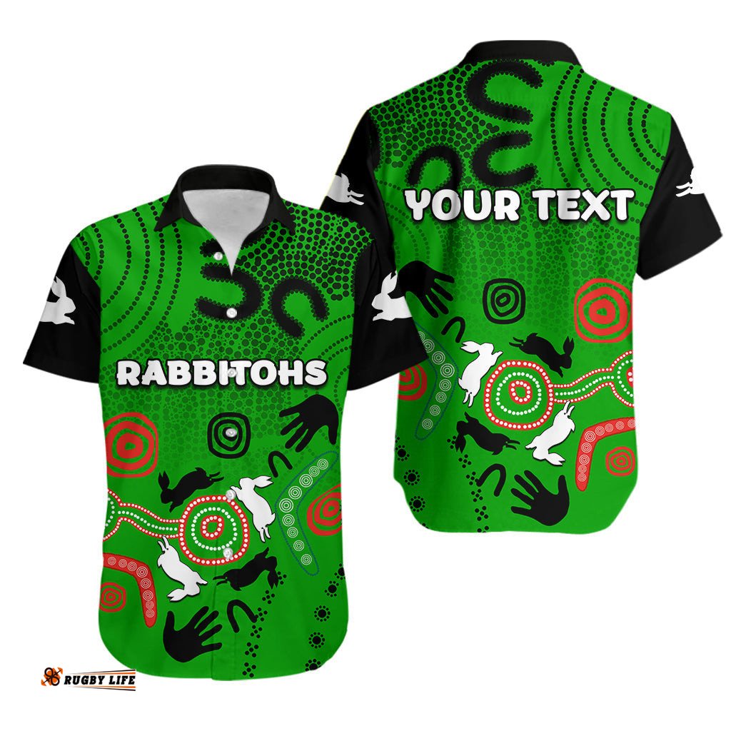 Custom Personalised South Sydney Rabbitohs Indigenous Hawaiian Shirt No.3