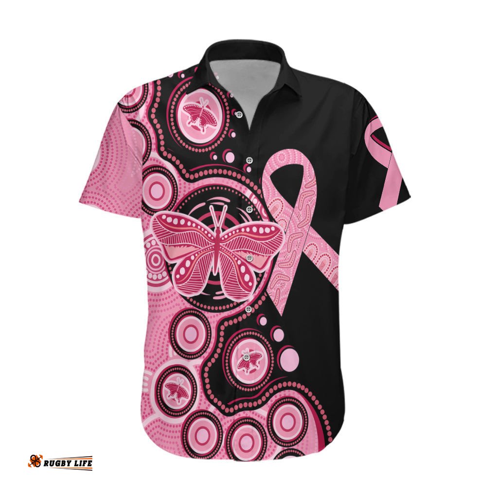 Australia Indigenous Hawaiian Shirt Breast Cancer Ribbon Butterfly Aboriginal Arts