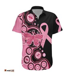 Australia Indigenous Hawaiian Shirt Breast Cancer Ribbon Butterfly Aboriginal Arts