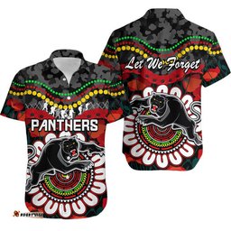 Panthers Rugby ANZAC Hawaiian Shirt Camouflage Poppy