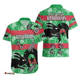 NAIDOC Rabbitohs Rugby Hawaiian Shirt Go The Bunnies Aboriginal Dots