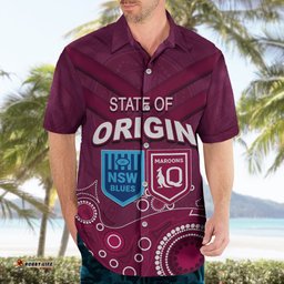 Custom State of Origin NSW Blues Vs QLD Maroon Rugby Hawaiian Shirt Maroon Style