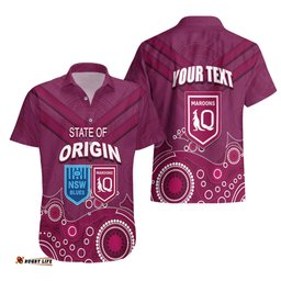 Custom State of Origin NSW Blues Vs QLD Maroon Rugby Hawaiian Shirt Maroon Style