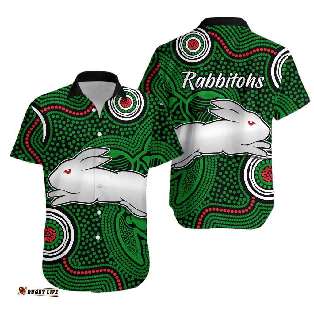 Rabbitohs Indigenous Hawaiian Shirt Simple Green