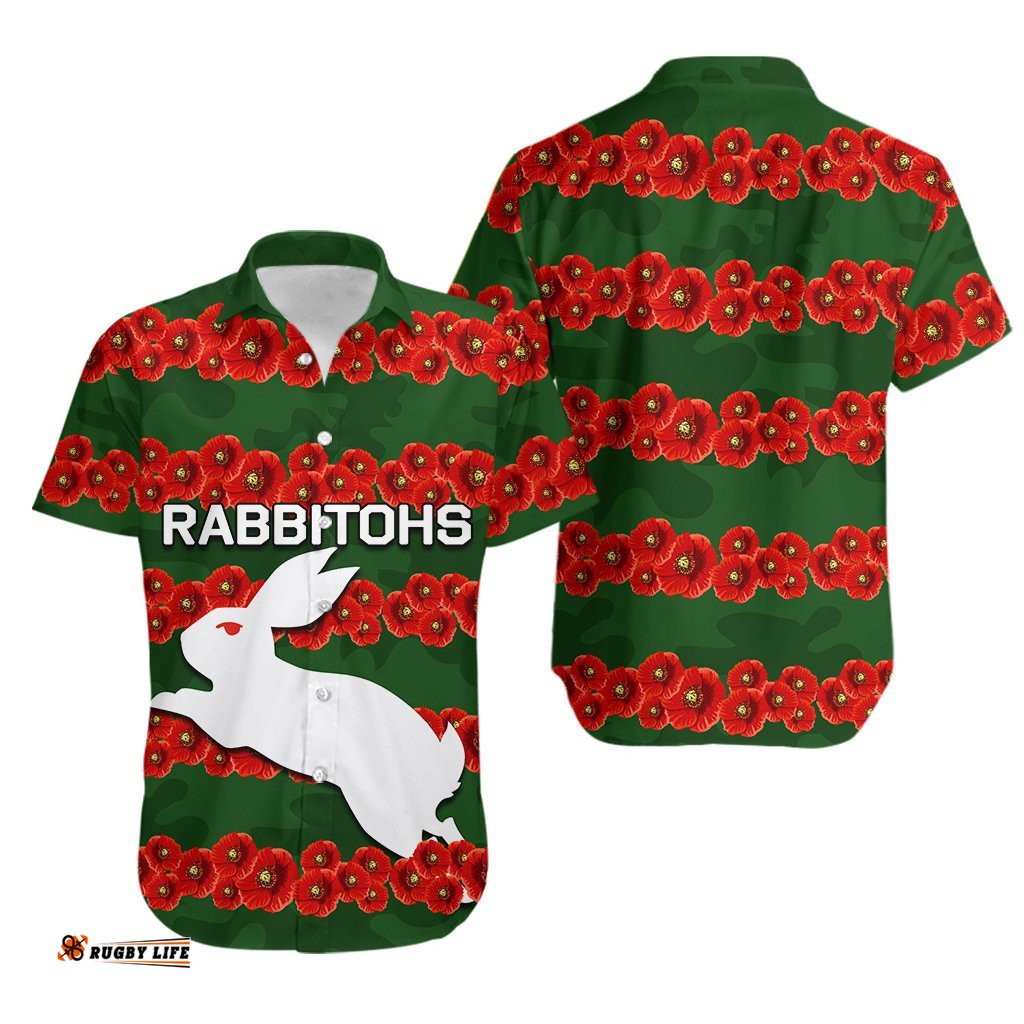 Rabbitohs Hawaiian Shirt Poppy Flowers