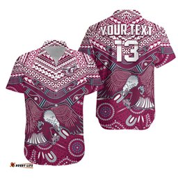 Custom Text and Number Sea Eagles Rugby Hawaiian Shirt Aboriginal and Polynesia Manly Warringah