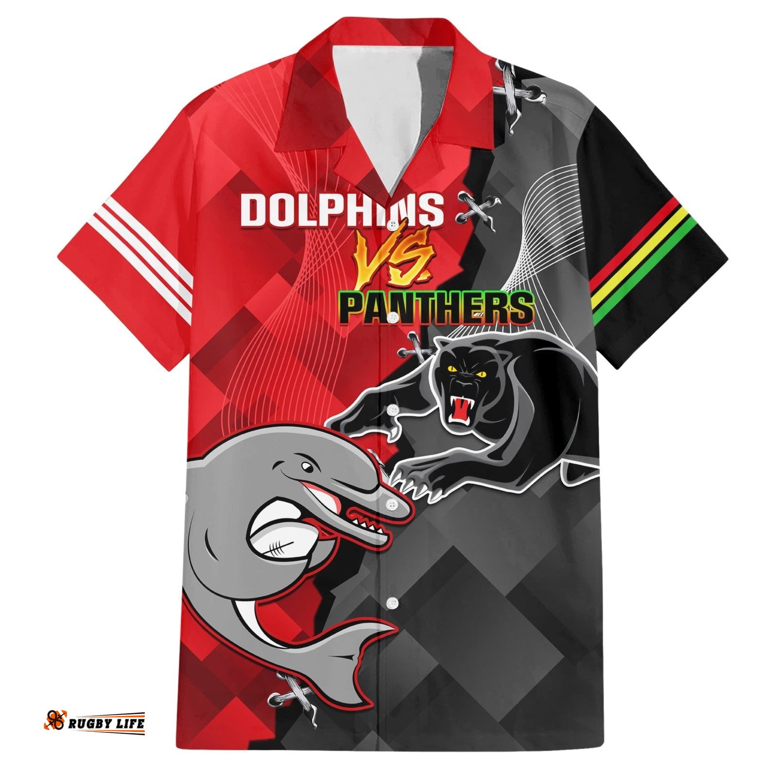 Personalised Panthers And Dolphins Hawaiian Shirt Sporty Version