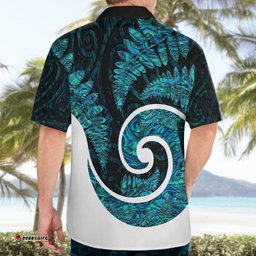New Zealand Hawaiian Shirt Maori With Silver Fern Papua Shell Green Ver.1