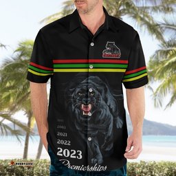 Panther Premierships Hawaiian Shirt Go Champions Black Simple Style