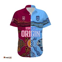 Blues and Maroons Rugby Hawaiian Shirt State of Origin NSW Combine Queensland Aboriginal