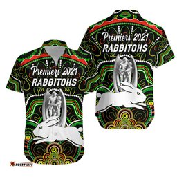 South Sydney Rabbitohs Hawaiian Shirt Indigenous Premiers Trophy Black