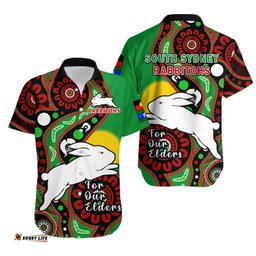 Rabbitohs Rugby NAIDOC Hawaiian Shirt For Our Elders Aboriginal