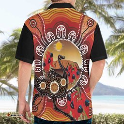 Sturt's Desert Pea And Emu Australia Hawaiian Shirt Uluru Aboriginal Art