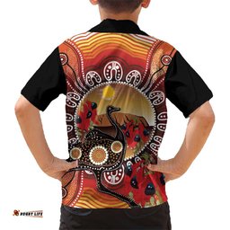 Sturt's Desert Pea And Emu Australia Hawaiian Shirt Uluru Aboriginal Art