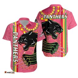 Panthers Rugby Hawaiian Shirt The Mountain Men Aboriginal Art Dynamic Pink Version