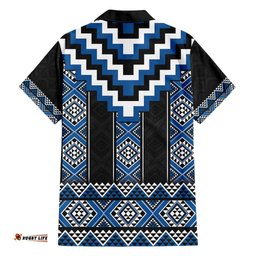Blue Taniko Aotearoa Hawaiian Shirt Niho Taniwha Mix Poutama