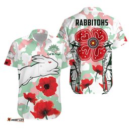 Rabbitohs ANZAC Day Hawaiian Shirt Poppies Aboriginal Proud Soldiers