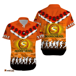 Perth Scorchers ANZAC Hawaiian Shirt Camouflage With Poppy