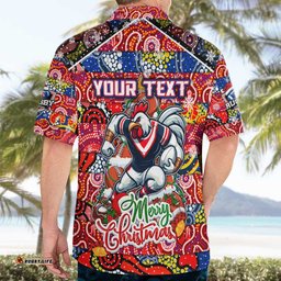Custom Roosters Rugby Merry Christmas Hawaiian Shirt Indigenous Australian Art