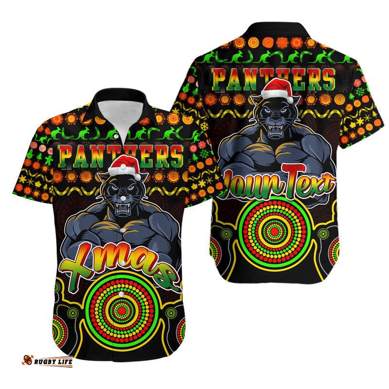 Custom Personalised Panthers Christmas Vibe With Aboriginal Dot Panting Style Hawaiian Shirt