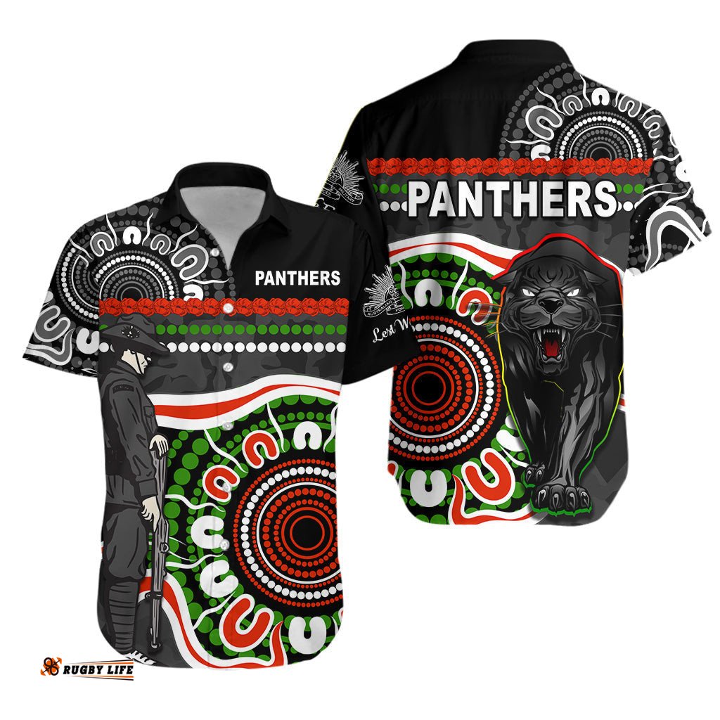 Panthers ANZAC Day Hawaiian Shirt Aboriginal Lest We Forget Ver.01