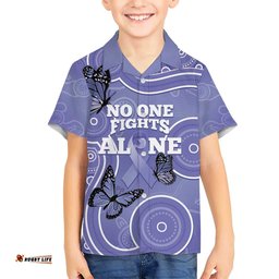 Australia Stomach Cancer Awareness Hawaiian Shirt No One Fights Alone Aboriginal Art