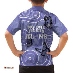 Australia Stomach Cancer Awareness Hawaiian Shirt No One Fights Alone Aboriginal Art