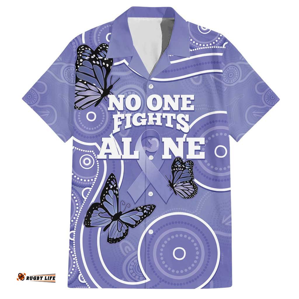 Australia Stomach Cancer Awareness Hawaiian Shirt No One Fights Alone Aboriginal Art