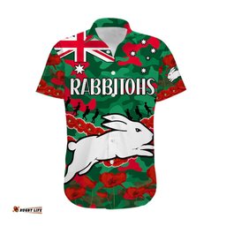 Rabbitohs Rugby ANZAC Hawaiian Shirt Lest We Forget