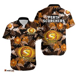 Perth Scorchers Cricket Hawaiian Shirt Aboriginal Art Mix Tropical Flowers