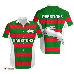 Rabbitohs Rugby Hawaiian Shirt Go Souths 1908 Sporty Style White