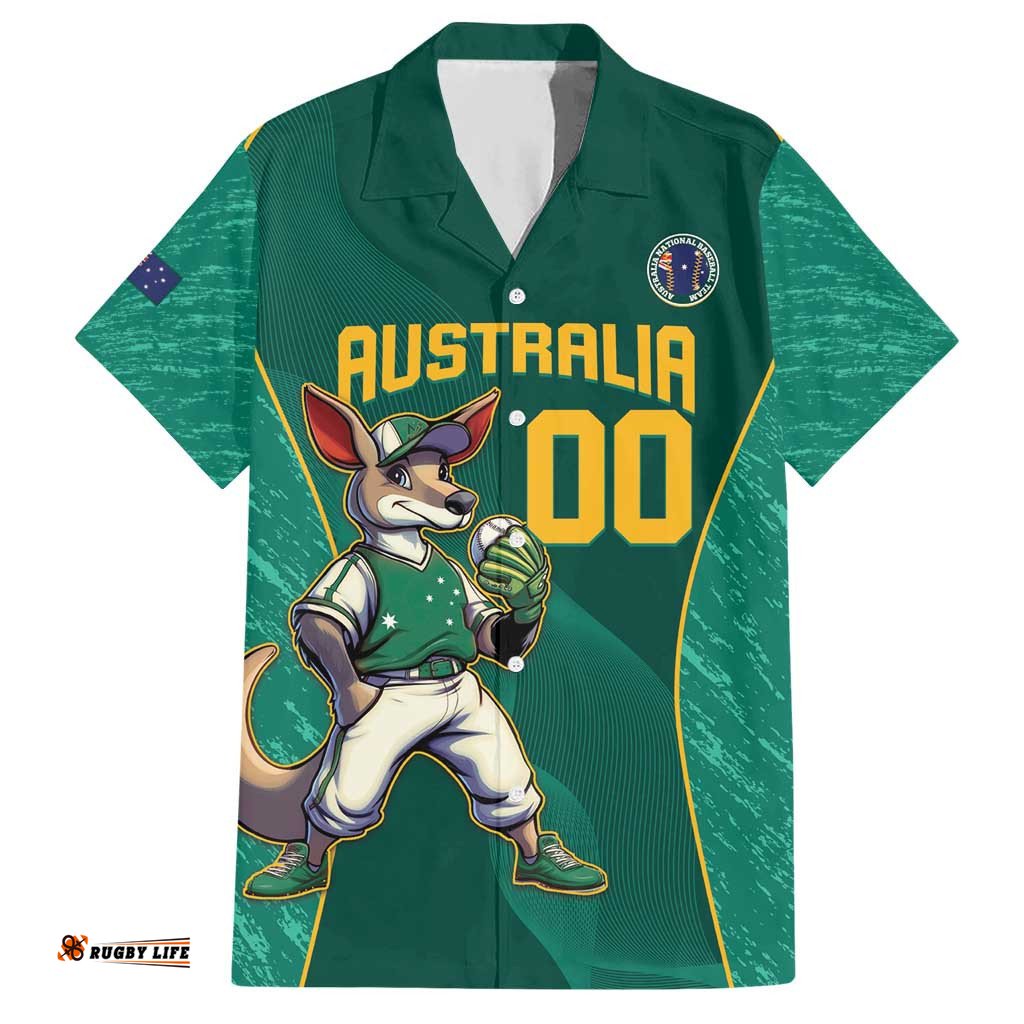 Custom Baseball Australia Hawaiian Shirt Go Champions Aussie Kangaroo Mascot