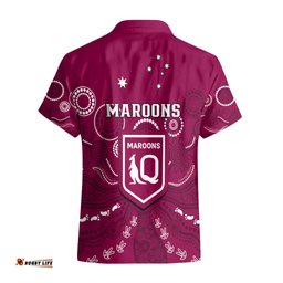Maroons Rugby Hawaiian Shirt QLD Aboriginal Art