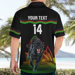 Custom Australia Day Panthers Hawaiian Shirt NRL 2024 Sydney Opera House With Map Black