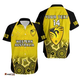 Custom Text And Number Western Australia Cricket Hawaiian Shirt Warriors Sheffield Shield Indigenous