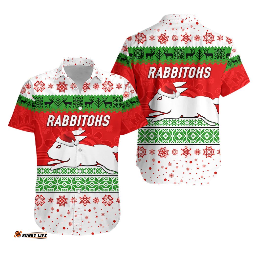 South Sydney Rabbitohs Hawaiian Shirt Christmas Simple Style White